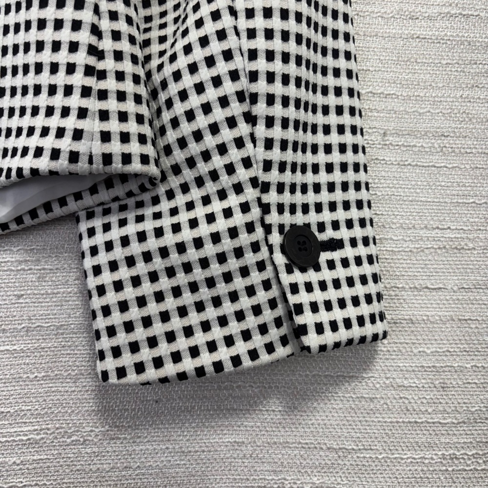 Talbots‎ Womens Black Cream Gingham Check Single Button Blazer Jacket Size L - Picture 9 of 9